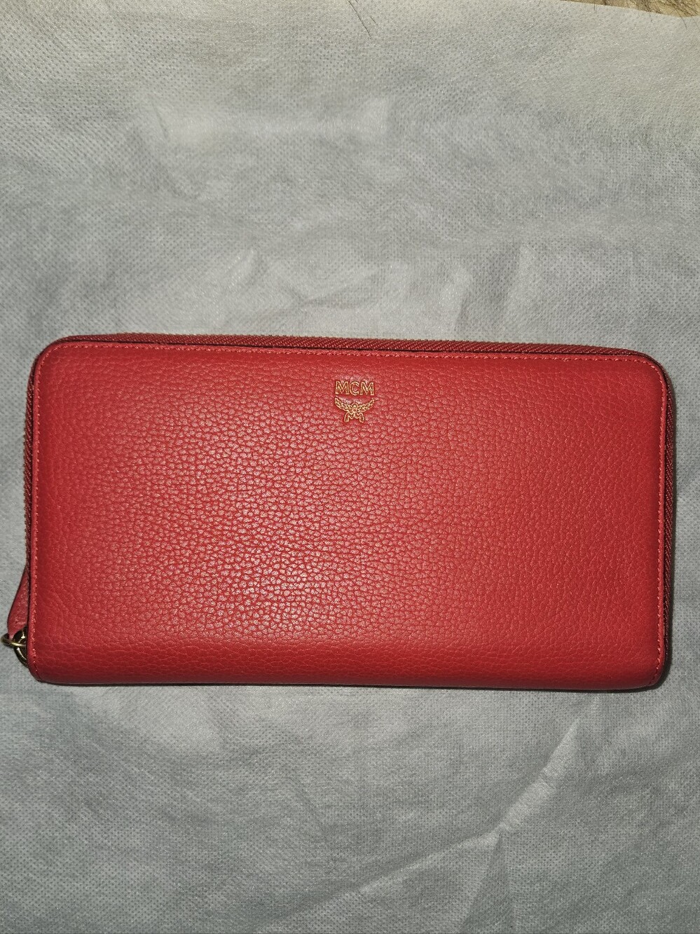 MCM Pebbled Leather Zip Around Wallet